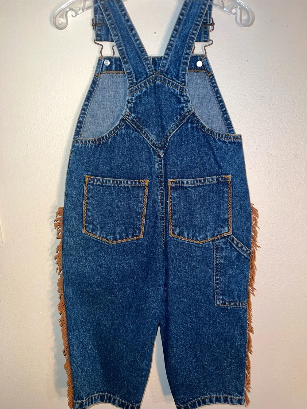 Vintage Flapdoodles Denim Overalls with western Fringe & Sheriff Star Appliqué.​